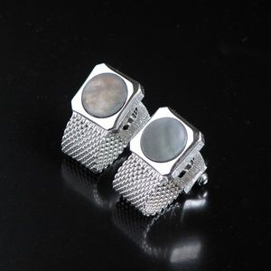 Vtg Iridescent Stone Cufflinks Silver Tone Wrap